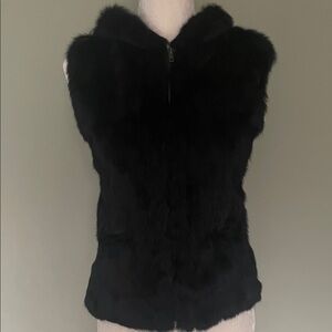 Women's Black Rabbit Fur Vest
